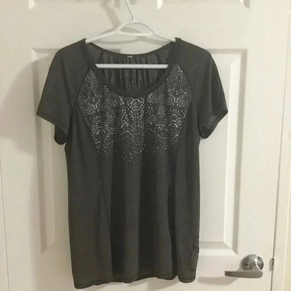 LULULEMON Black Dark Grey Ruffle Run: Wild Short  Sleeve Tech Tee Size 12 - Picture 5 of 14